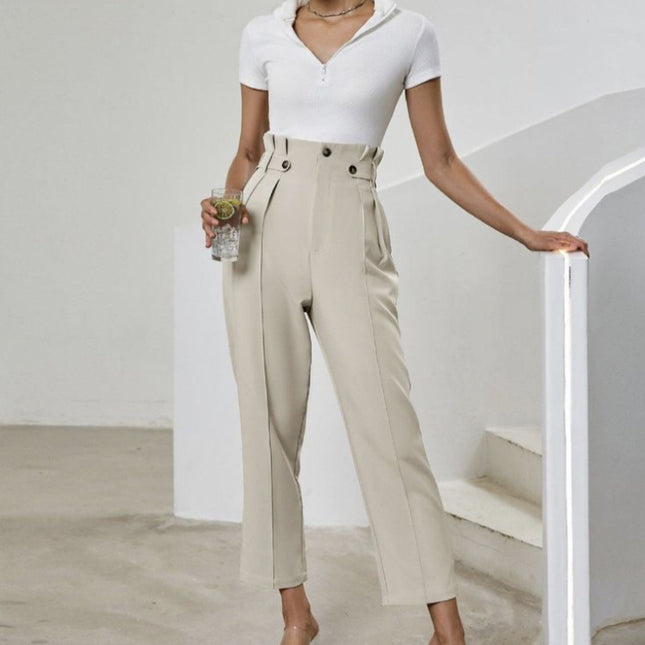 Ladies' Solid Color Casual Wide Leg Pants, Loose And Slimming, Versatile Straight Leg Pants