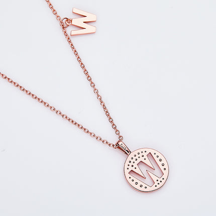 Een Van Die 26 Letters, W, Is Versier Met Topgehalte Moissanite, 'n Luukse En Modieuse Ligte Luukse Trend Juweel Silwer Halssnoer Hanger, S925 Silwer Elektroplaat Rose Goud