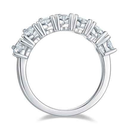 A Luxurious And Fashionable Light Luxury Jewelry Silver Ring Set With Top-quality Moissanite, S925 Silver Plated With Platinum