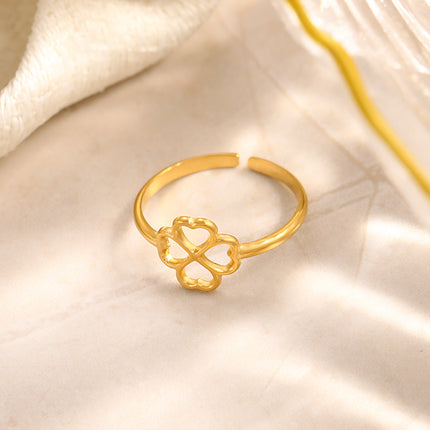 Womens Minimalist, Stylish Flower-shaped Stainless Steel Ring