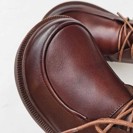 Big Toe Ankle Boots Pure Leather High-top Women's Shoes