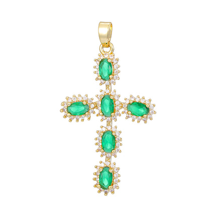 Fashionable Personalized Cross Pendant With Colorful Zircon