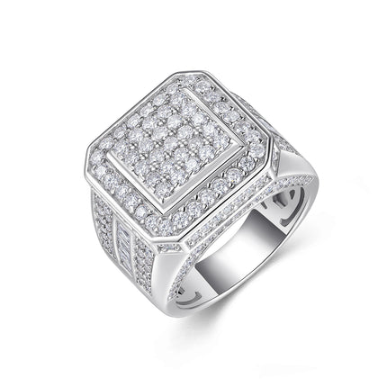 Mans se Letter H Stel Met Topgehalte Moissanite Luukse En Modieuse Lig Luukse Juweliersware Silwer Ring S925 Versilwerde Platinum