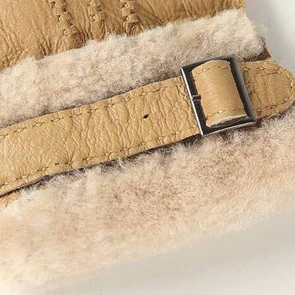 Men's Real Sheepskin Fur One-piece Thickened Split Finger Gloves