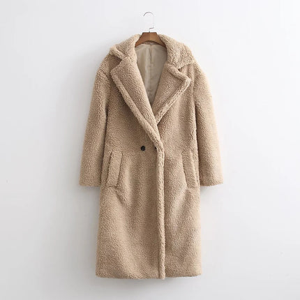 Lamb Wool Fur Profile Long Fur Coat Women