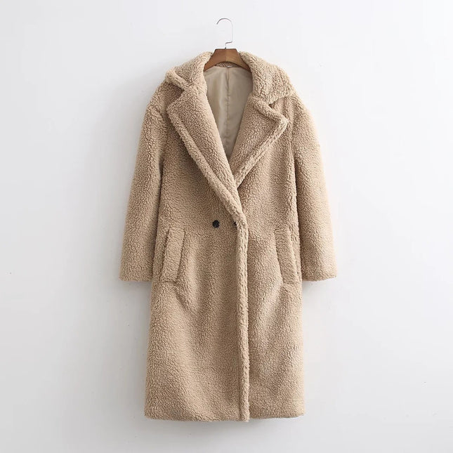 Lamb Wool Fur Profile Long Fur Coat Women