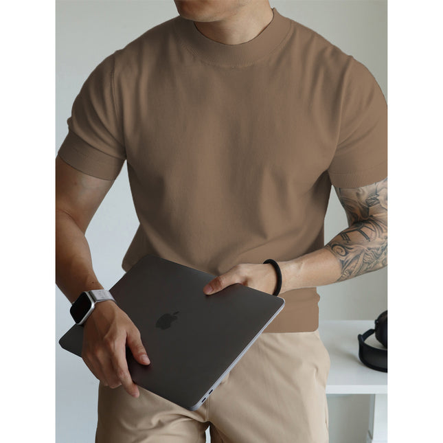 Knitwear Men's Solid Color Slim-fit Commute Breathable T-shirt