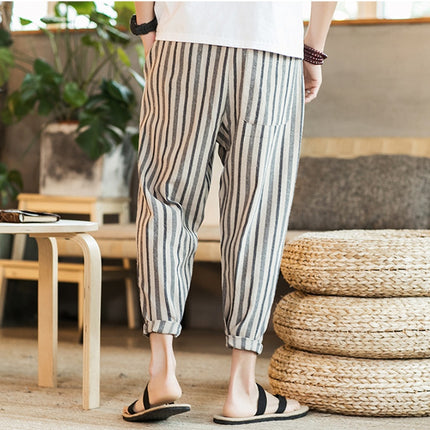 Chinese Style New Cotton And Linen Large Size Casual Youth Feet Japanese Men's Pants