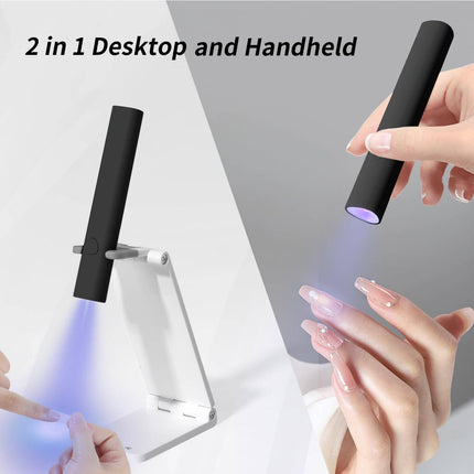Mini UV LED Naellamp Handgehou Met Staander, Draagbare Naeldroër USB Koordloos