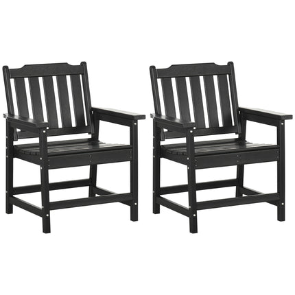 2 Stuks Allesweer Terrasse Stoele, HDPE Terrasse Eetkamerstoelstel, Swaardiens Houtagtige Buitemeubels, Swart