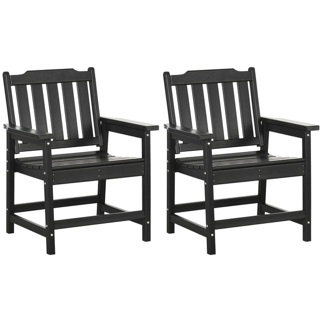 2 Stuks Allesweer Terrasse Stoele, HDPE Terrasse Eetkamerstoelstel, Swaardiens Houtagtige Buitemeubels, Swart