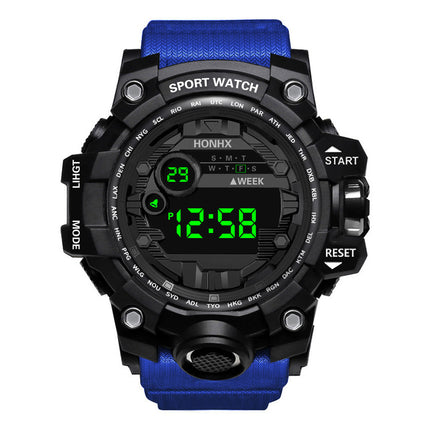 Mans Waterdigte Sport Multifunksionele Liggewende Elektroniese Horlosie