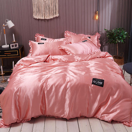 Pure Color Gewaste Sy Lakens Ys Sy Vierstuk Lakens Duvet Oortreksel