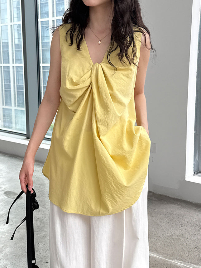 Round Neck Design Three-dimensional Twisted Vest Top