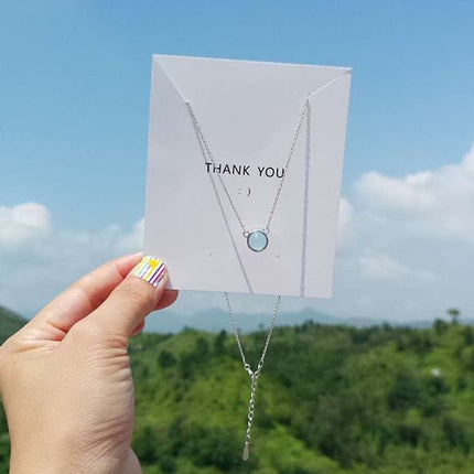 Blue gradient round temperament clavicle chain