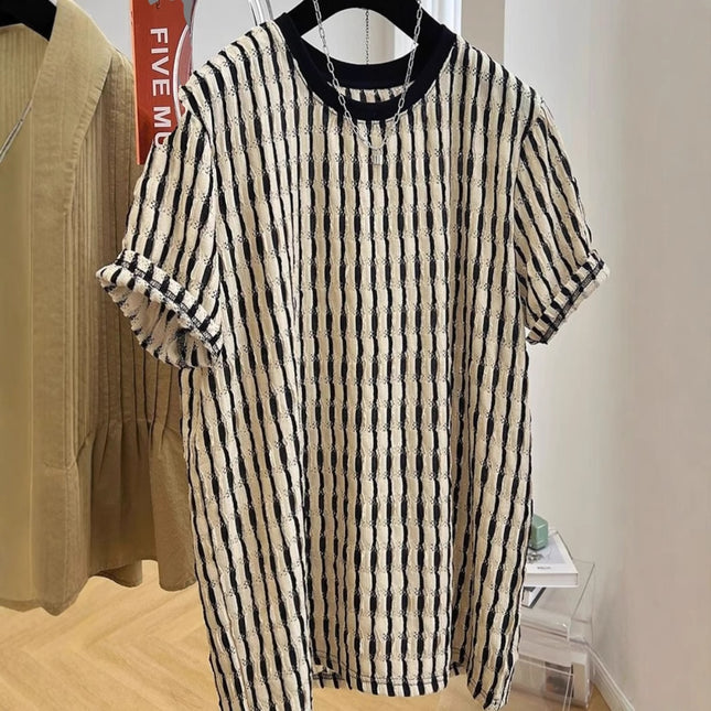 Men's Casual Loose Textile Short Sleeve Stripes