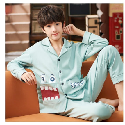 Spring And Autumn Cotton Long Sleeved Cardigan Children's Pajamas