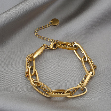 Dik Kettings Dubbellaag Armband Vir Vroue