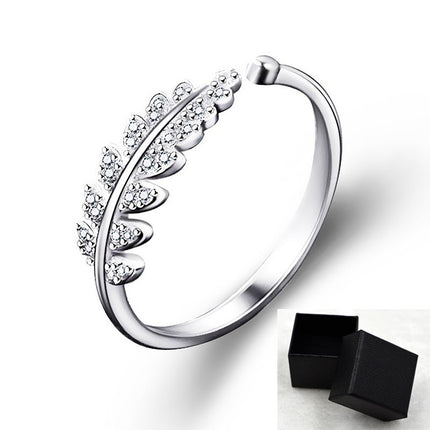 LNRRABC Vroue Juweliersware Mode Eenvoudige Ontwerp Blaar Ring Persoonlikheid Vroulike Blomringe Trouringe vir Vroue