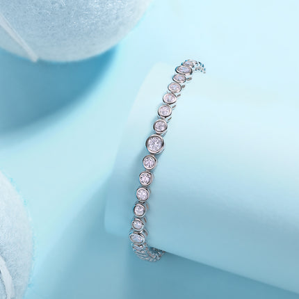 Set With Top-quality Moissanite, This Luxurious And Fashionable Light Luxury Trend Jewelry Silver Bracelet Is Made Of S925 Silver Electroplated With Platinum