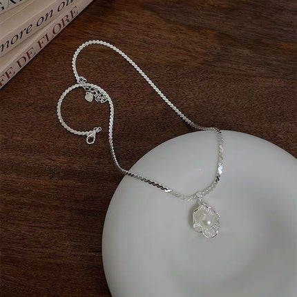S925 Sterling Silwer Gestroopte Eier Pêrel Slangkettinghalssnoer