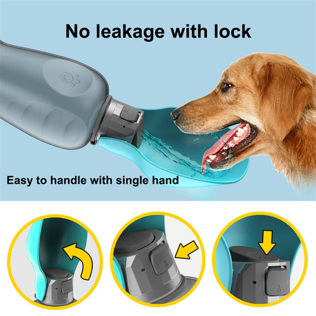 Bouteille d'eau pour chiens 800 ml, portable, grande capacité, étanche, bol pliable pour boire, fournitures pour animaux de compagnie pour promenades en extérieur, Golden Retriever