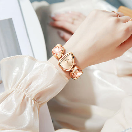 Mooi Mode Vrouehorlosies Ligluukse Kristal Diamant Armbandhorlosie