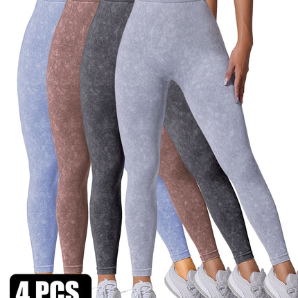 4 Pieces Scrunch Butt Lifting Workout V Back Leggings