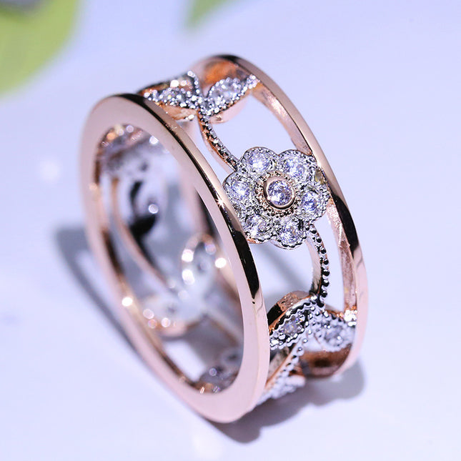 Diamant geluk blom wingerdblare verjaarsdag geskenk Bruids verloofring verloofring