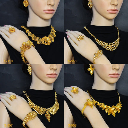 Vroue Juweliersware Pak Ketting Oorring Ring Armband Vierstukstel