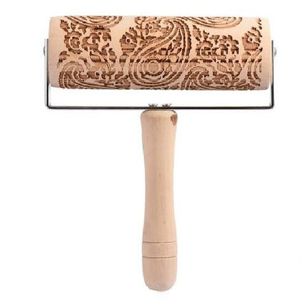 Push-Style Christmas Embossing Rolling Pin Printed Cookie Dough Stick Fondant Tool Baking Noodle Cake Dough Engraved Roller Q40