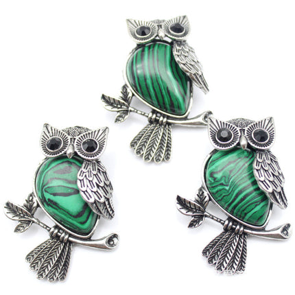 DIY Alloy Owl Brooch Jewelry With Crystals