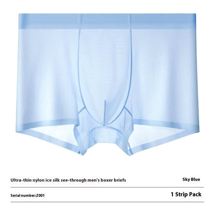 Ultra-thin Cool Ice Silk Breathable Traceless Transparent Hair Exposed Sexy Boxer