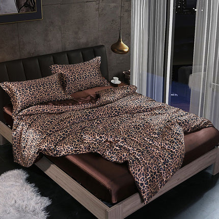 Solid Color Double-sided Silk Four-piece Set Silkworm Silk Satin Bed Sheet Quilt Cover