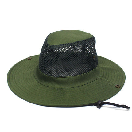 Patchwork Mesh Breathable Bucket Hat Fishing Cycling Windproof Sun Protection Foldable