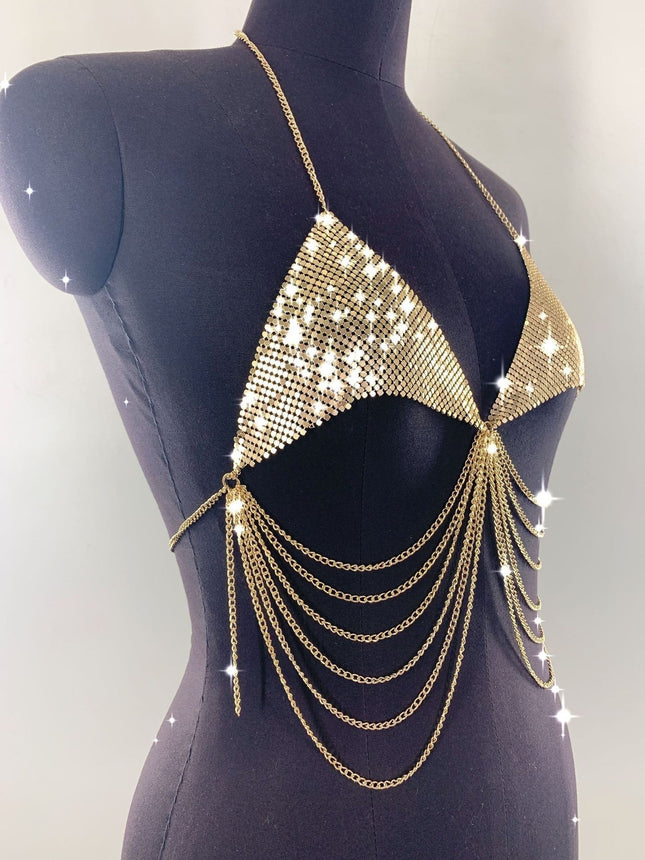 Sequined Tube Top Halterneck Vest