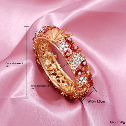 Painted Butterfly And Flower Open Bangle