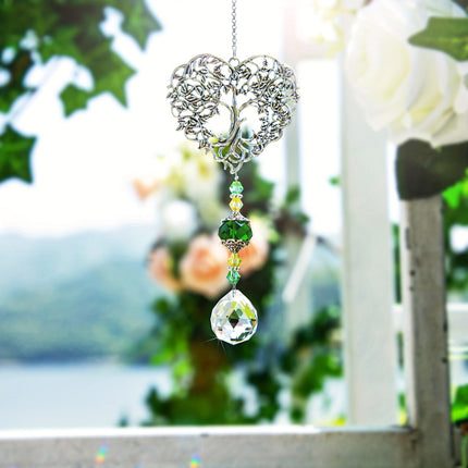 Sun-catcher Crystal Heart Life Tree Pendant Holiday Decoration