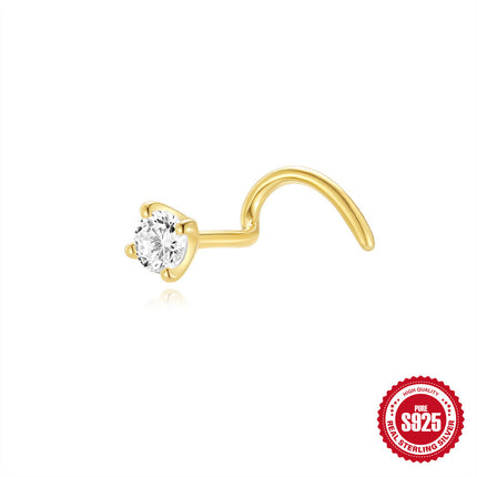 Nuwe 925 Sterling Silwer Gepersonaliseerde Diamant Toe Neusring