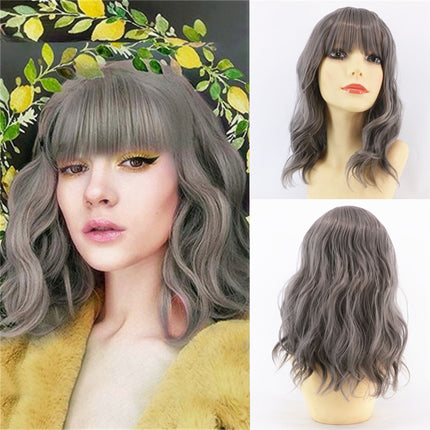 Fashion Ladies Chemical Fiber Air Liu Hai Ripple Wig Head Cover