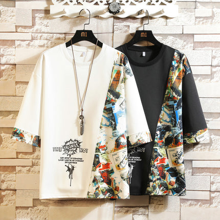 Half - sleeved contrast color base shirt