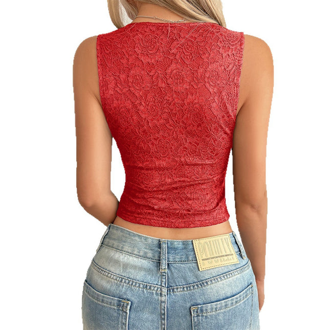 Y2g Hot Girl Style Lace Edge T-shirt Vest For Women