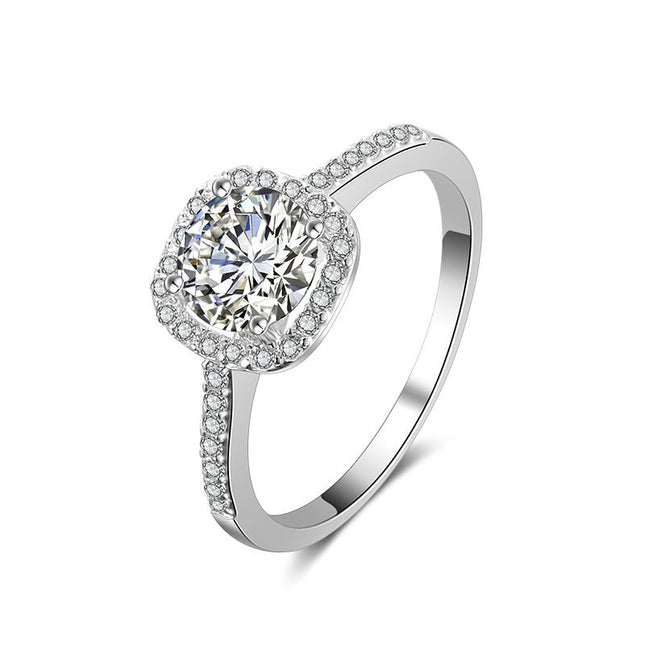 Trouringe vir Vroue Silwerkleur Juweliersware Luukse Ringe Verlowing Vierkantige Bague Kubieke Sirkonium