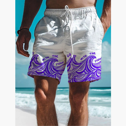 Men's 3D Digital Printing Beach Style Letter Design Shorts