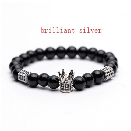 Natural stone micro crown inlaid copper bracelet white Zircon Bracelet beads bracelet Jewelry Trade electricity supplier sourcing