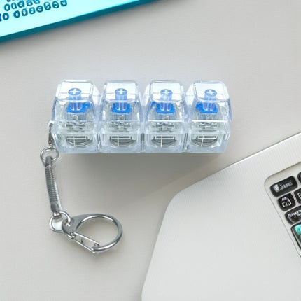 4 Sleutels Meganiese Sleutelbord Elektroniese Liggende Deursigtige Kristal Hoogte Drukvermindering Vingerknoppie Anti-Stres Sleutelknop Speelding Skooltassleutelhanger Dekompressie Klikker Gadget Geskenk
