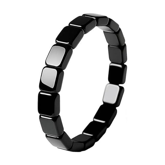 Vierkantige Swart Toermalyn Armband Mans Rekbare Gemengde-Styl Armband