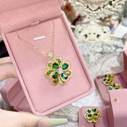 18K Plated Multi Faceted Translucent Colored Treasure Zircon Flower Earrings