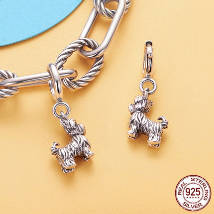 S925 Sterling Silver Yorkshire Terrier Pendant Sterling Silver Beads Accessories
