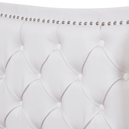 Upholstered Bed 135 X 190cm - Bed With Slatted Frame, 2 Drawers And Headboard With Pull Point Rivets - Wood & Faux Leather - White - Youth Bed Guest Bed